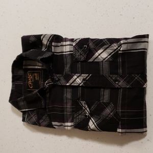 Chalc long sleeve western style plaid shirt